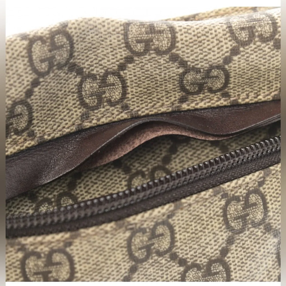 Gucci GG Monogram Double Pocket Belt Bag Dark Brown - used/shows wear - Picture 10 of 12